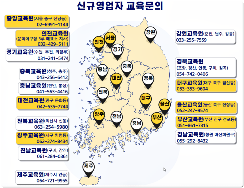 신규영업자 위생교육 문의 전화번호