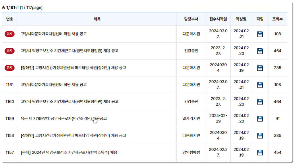 채용공고 게시판