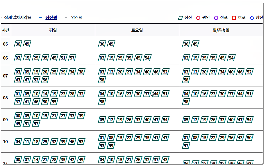 서면역 지하철 시간표 2