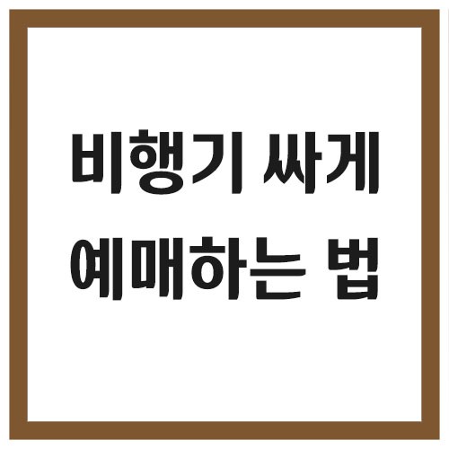 비행기 싸게 예매하는 법